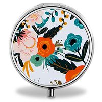 Lingerin Pill Organizer, Girls Vintage Pattern Cushion and Glitter Pill Boxes with 3 Components and Mirror for Travelling and Daily Needs