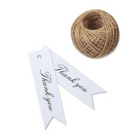 Thank You Tags, G2PLUS 100 PCS White Gift Tags with String, Paper Hang Tags, Kraft Paper Gift Tags with 100 Feet Jute Twine for Arts and Crafts,Wedding, Christmas, Thanksgiving
