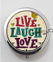 BlackKey Live Laugh Love Quote 3-Compartment Decorative Pocket Gift Box Case Organizer for Pill, Color 1 -104