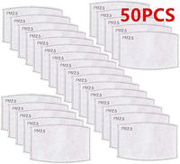 50PCS PM2.5 Activated Carbon Filter Replaceable Anti Haze Filter Paper [SHIPPING 4-1, [Shipping 5-10 Days] Breathing Insert 5 Layers Protective Filter for Men Women