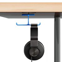 Dual Headset Headphone Holder Hanger, 6amLifestyle 3M Adhesive Hook Under Desk Headset Rack Universal Fit All Headphones. Blue Color