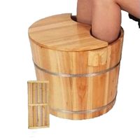 Foot Bath Barrel Foot Bath Barrel Wooden Foot Basin Foot Massage Basin High 30CM with Lid with Massage Beads Fir Foot Bath Barrel Footbath Foot Bath Barrel Foot Bath Barrel Foot Care