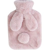 XINdream Rabbit Ears Hot Water Bottle, PVC Injection Hot Water Bottle with Soft Flannelette Cover, Hot or Cold Water Bag for Pain Relief