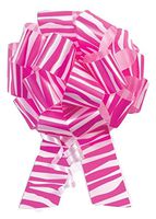 5 Inch Pink Zebra Print Pull Bows Party Supplies Decorations, 10 Pack