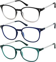 Reading Glasses 3 Pair Stylish Color Readers Fashion Glasses for Reading Men & Women +2.25