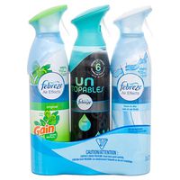 Febreze Unstopables Un Stopables,Original, Linen & Sky Premium Air Refresher - Fresh Scent - Net Wt. 8.8 OZ (250 g) Per Bottle - Pack of 3 Bottles