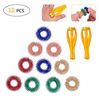 YoungRich 12 Pcs Finger Massager Ring Including 2 Pcs Rolling Hand Massager and 10 Pcs Massage Rings Fidget Sensory Toys Set for Relieving Stress Relaxing Overworked Fingers Toes