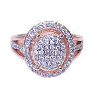 Slendima Exquisite Rhinestones Inlaid Ring Women Fashion Wedding Engagement Banquet Rose Gold Jewelry Rose Gold US 10