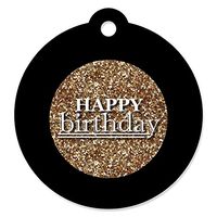 Adult Happy Birthday - Gold - Birthday Party Favor Gift Tags (Set of 20)
