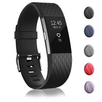 Bands Replacement Compatible for Fitbit Charge 2, Adjustable Wrist Accessories Sport Wristbands for Women&Men (Black, Large)
