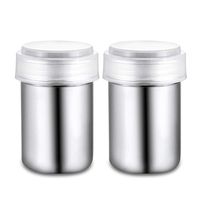 LOHOME Stainless Steel Fancy Coffee Dredger Cocoa Powder Shaker with Fine-mesh Lid & Translucent Plastic Cover for Baking & Cooking At Home / Restaurant (2-Pieces)