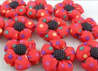 20pcs Padded Floral Cotton Flower Appliques/Sewing-(Pick Colour) (Red)