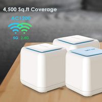 WAVLINK Halo Base 3 Smart Wireless Whole Home Mesh WiFi System, 1 WiFi Router + 2 Satellite Points Repeater Wi-Fi Extender, AC1200 Dual Band 2.4 + 5Ghz Insanely Fast & Super Coverage 4500.sq.ft