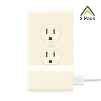 2 Pack SnapPower USB Charger Outlet Wall Plate Cover - No Batteries Or Wires - Installs In Seconds - (Duplex, Light Almond)