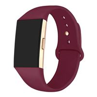GHIJKL Sports Band Compatible Fitbit Charge 2, Soft Silicone Replacement Wristband for Fitbit Charge 2, Women Men, Large, Wine Red with Rose Gold Button