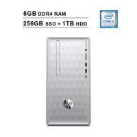HP 2019 Pavilion 590 Desktop (Intel Quad Core i3-8100 3.6 GHz, 8GB DDR4 RAM, 256GB SSD (Boot) + 1TB HDD, Intel UHD Graphics 630, Bluetooth, HDMI, DVD, Windows 10 Home) (Renewed)