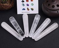 JIC Gem Crystal Massage Wand for Acupuncture Therapy Pointed Stick Tretament Gua Sha Scraping Tool Clear Quartz 6pc