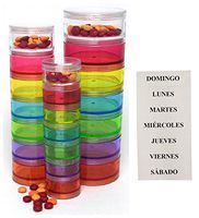 Spanish Stackable 7 Day Pill Organizer - Includes Spanish Day of Week Labels (Large)