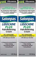 Salonpas LIDOCAINE PLUS 3 oz Pain Relieving Cream! Maximum Strength 4% Lidocaine for Numbing Pain Relief! (2 PACK)