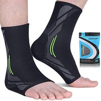Beister 1 Pair Ankle Brace Compression Support Sleeve for Women and Men, Elastic Sprain Plantar Fasciitis Foot Socks for Sports, Injury Recovery, Joint Pain, Achilles Tendon, Heel Spurs, Black & Green
