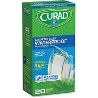 Curad Clear Waterproof Adhesive Strips - 20/Box - Transparent - Polyurethane MIICUR5108