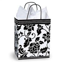 NW Floral Brocade Paper Shopping Bags - Cub Size - 8 1/4 x 4 3/4 x 10 1/2in. - 250 Pack