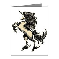 Note Card Unicorn Heraldry Engraving Style