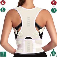 SZKANI 10 Magnets Back Braces for Back Pain - Best Fully Adjustable Posture Corrector for Men & Women - Improves Posture and 2 Steel Bone Provides Lumbar Support (Beige, XX-Large)