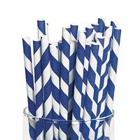 Fun Express Blue Striped Paper Straws - 24 Piece Pack