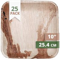 CaterEco Square Palm Leaf Plates Set (Pack of 25) | Dinner Plates | Ecofriendly Disposable Dinnerware | Heavy Duty Biodegradable Party Utensils for Wedding, Camping & More