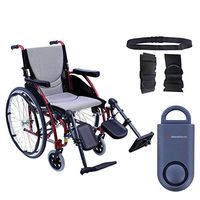 Karman S-Ergo 115 Ultra Lightweight Ergonomic Wheelchair | Seat Size 18" X 17" | Upgraded to Elevating Legrests | Quick Release Wheels in Red & Free 130 dB Matte Blue Safety Alarm! + Black Belt!