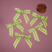 Mini Green and White Checkered Gingham Bows (50)