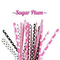 Aimeart Paper Straw 25-piece Set, 7.5" long, Sugar Plum