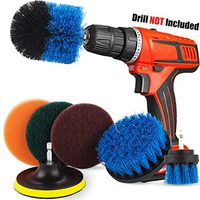 Drill Brush Attachment Set, Power Scrubber Cleaning Brush All Purpose Scrub Pads Sponge Cleaner Kit Perfect for Bathroom Surfaces Grout Floor Tub Shower Tile Kitchen Automotive Boats (Blue, 6 Pcs)