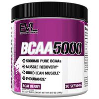 Evlution Nutrition BCAA5000 Powder 5 Grams of Branched Chain Amino Acids (BCAAs) Essential for Performance, Recovery, Endurance, Muscle Building, Keto Friendly, No Sugar (30 Servings, Acai Berry)