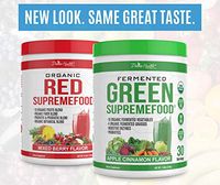 Dr.Colbert's Organic Supremefood® Twin Pack - One Fermented Green Supremefood Apple Cinnamon Flavored Veggie Blend, (30 Day Supply) + One Organic Red Supremefood® with Probiotics (30 Day Supply)