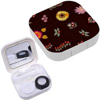 Portable Contact Lens Case Box Travel Kit Mirror + Bottle + Tweezers Container Holder [ Small Flowers ]