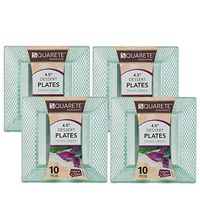 Squarete Hexagons Translucent Green Hard Plastic Elegant Disposable Plates, Bowls & Cups (4, 4" Dessert Plates)