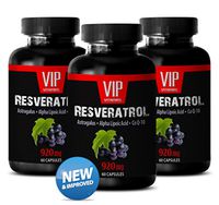 Natural Grape Seed Extract and Antioxidant - Resveratrol Plus Q10 (3 Bottles 180 Capsules)