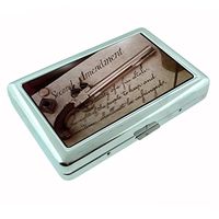 Perfection In Style Silver Cigarette Case Metal Wallet The 2nd Amendment Design D011