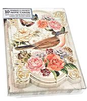 Punch Studio Painted Bird Gold Foil Fancy Die Cut Embossed Blank Note Cards 66852