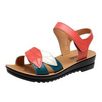 LOVOZO 2019 New Women Ladie's Fashion Mixed Colors Leather Sandals Wedges Comfort Big Size Shoes Orange