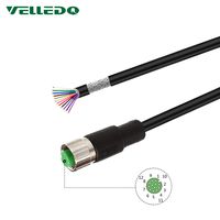 VELLEDQ Industrial Pre-Wired M12 Connector Cable 12-Pin Female A-Coding 3M/10FT PVC Shielded Line