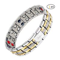Dofash Titanium Magnetic Therapy Bracelet Pain Relief for Arthritis and Carpal Tunnel 1.5CM Wide White and Gold)