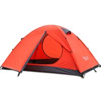HILLMAN 2 Person Tent,3 Season Tents,Lightweight Family Hiking Tents for Backpacking,Waterproof Backpacking Camping Hiking Tent 2 Doors Double Layer 2 Mesh Windows Rainproof Orange