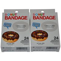 BioSwiss Novelty Bandages Self-Adhesive Funny First Aid, Novelty Gag Gift (2 Boxes of 24 Bandages) (Donut)