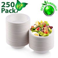 OURhome Biodegradable Compostable Paper Disposable Bowl, Eco Friendly Sugarcane Bowls/Bagasse, Great for Ice Cream, Chili or Soup (8Oz/250 Pcs)