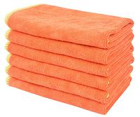 SINLAND All-purpose Microfiber Cleaning Cloths Wiping Highly Absorbent & Lint Free Dusting Rags for Home and Kitchen 12Inchx12Inch Pumpkin 6 Pack