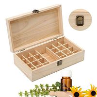 lunlalin Essential Oil Wooden Storage Box Case 24 Slot Container Organizers Aromatherapy Oil