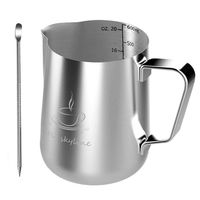 Fly Skyline Milk Frothing Pitcher - Milk Frother Pitcher 、Milk Pitcher 、Milk Steaming Pitcher 、Espresso Milk Frothing Pitcher. Stainless Steel Milk Frothing Pitcher with Latt Art Pen(20oz)